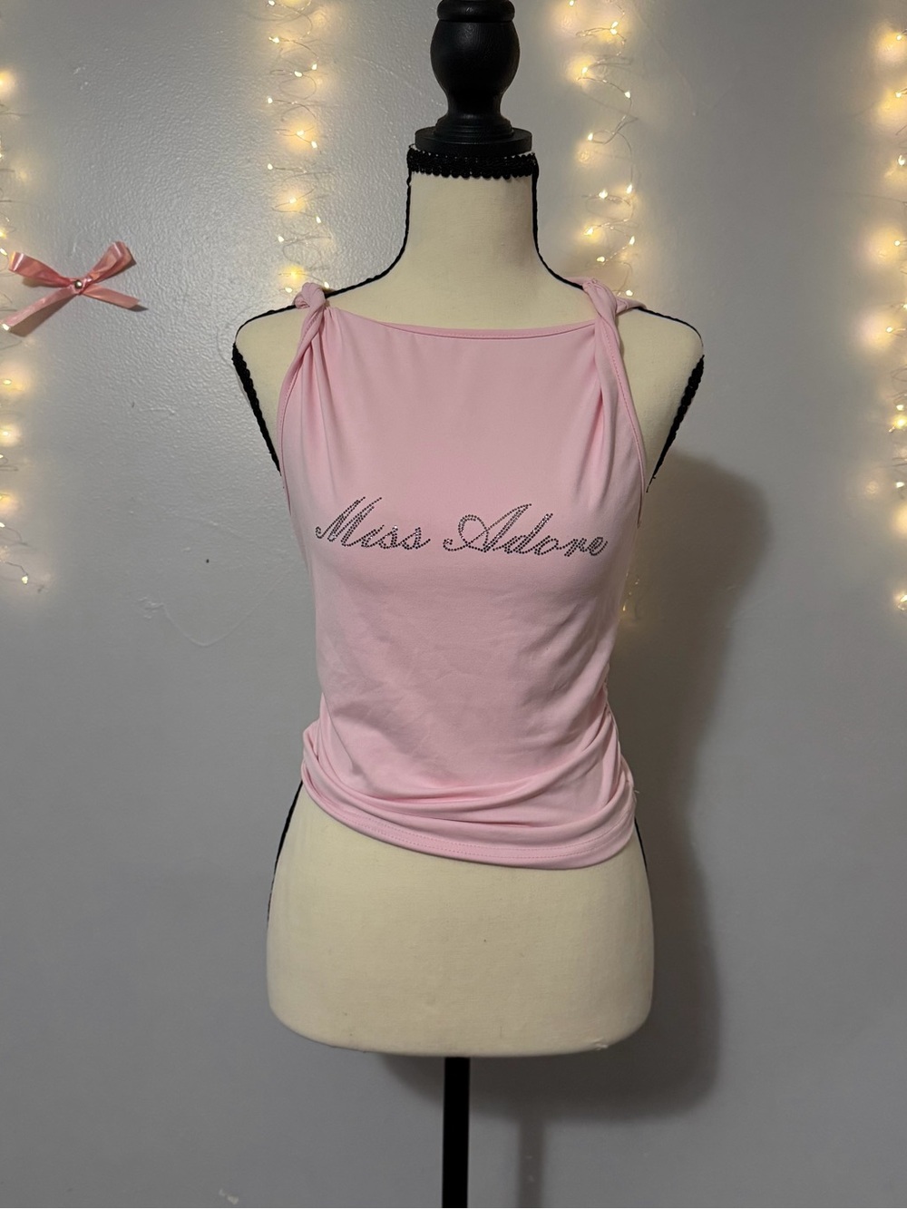 Women's Pink Knot-Strap Tank Top